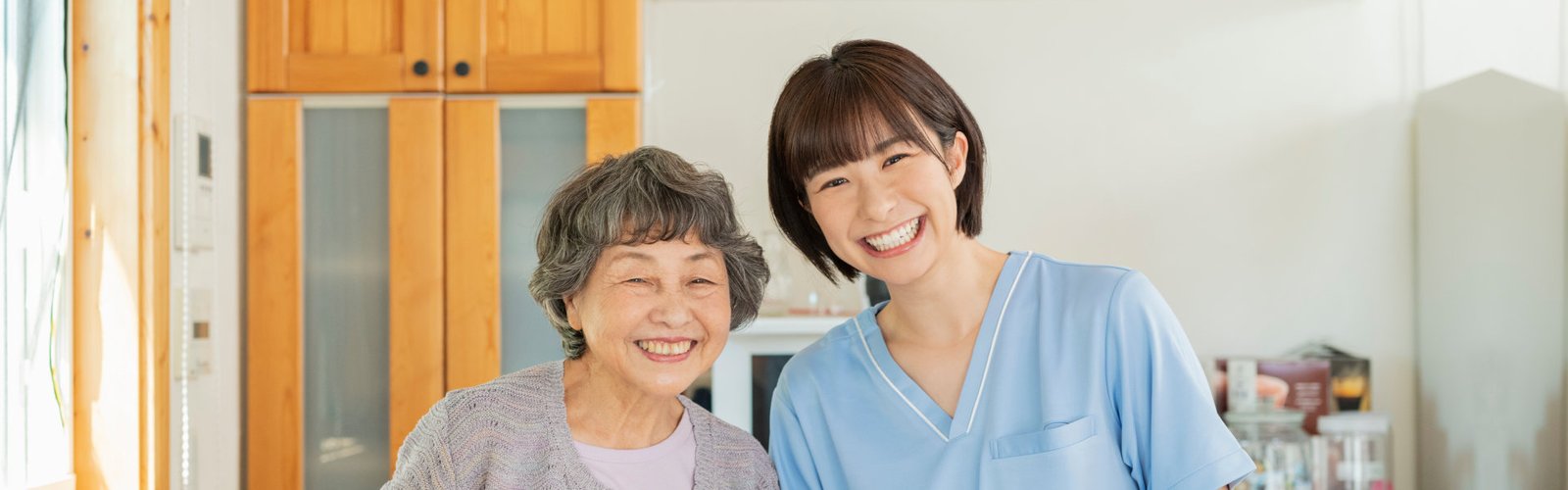 caregiver and senior cooking